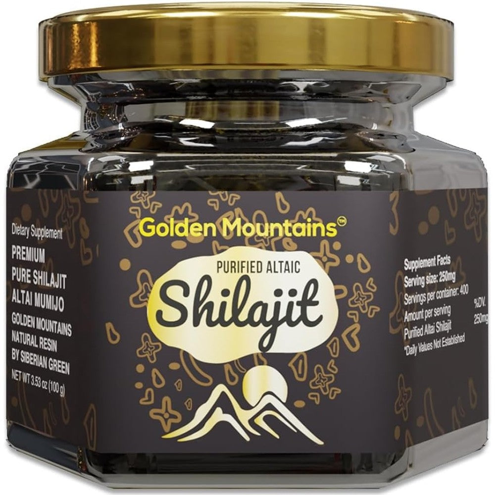 Siberian Green Altai Golden Shilajit Resin front view pure premium mineral supplement