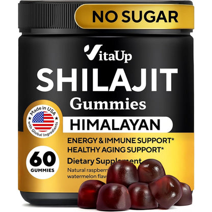 VitaUp Himalayan Shilajit Gummies front view bottle packaging for premium wellness support