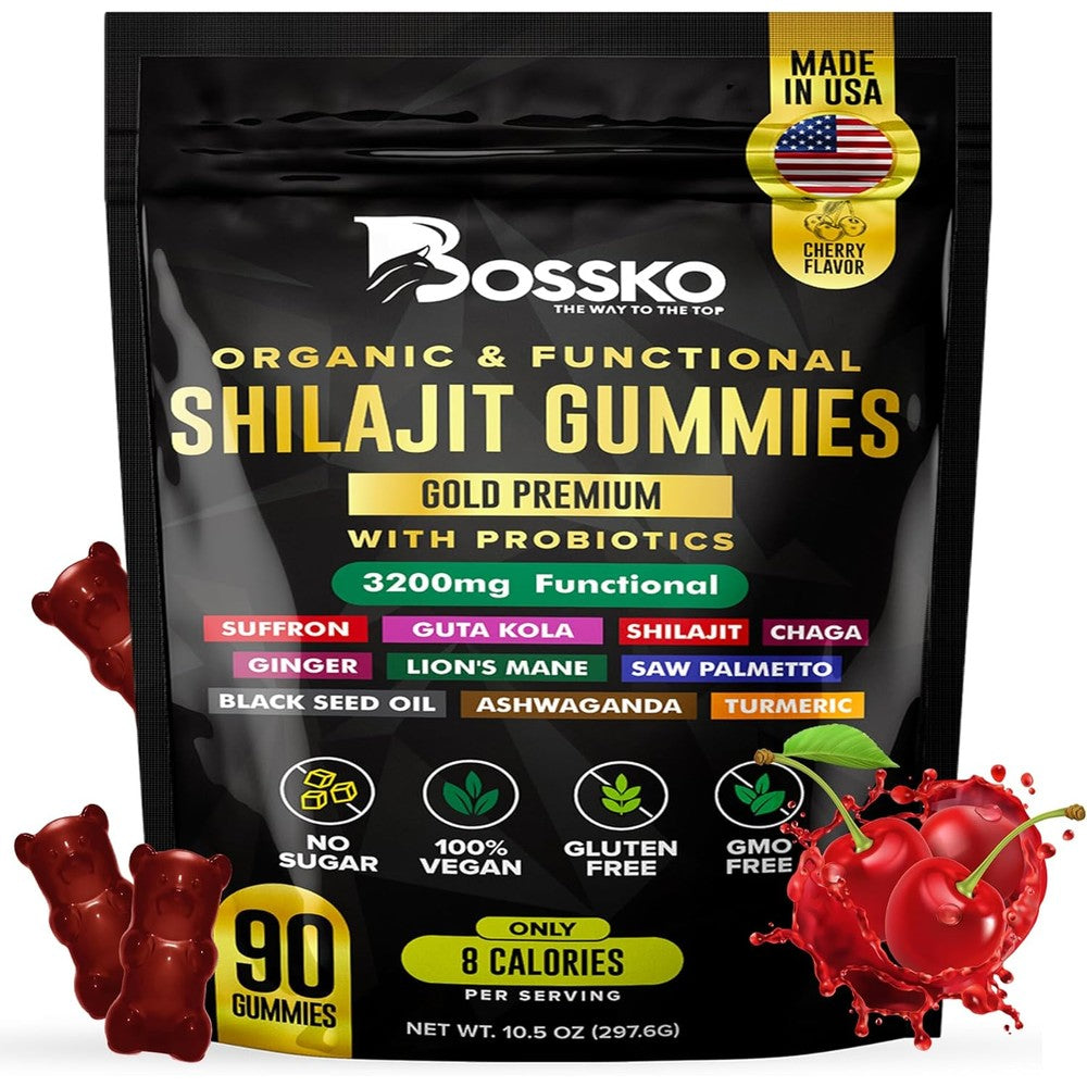 Bossko Pure Himalayan Shilajit 3200mg Gummies front pouch view