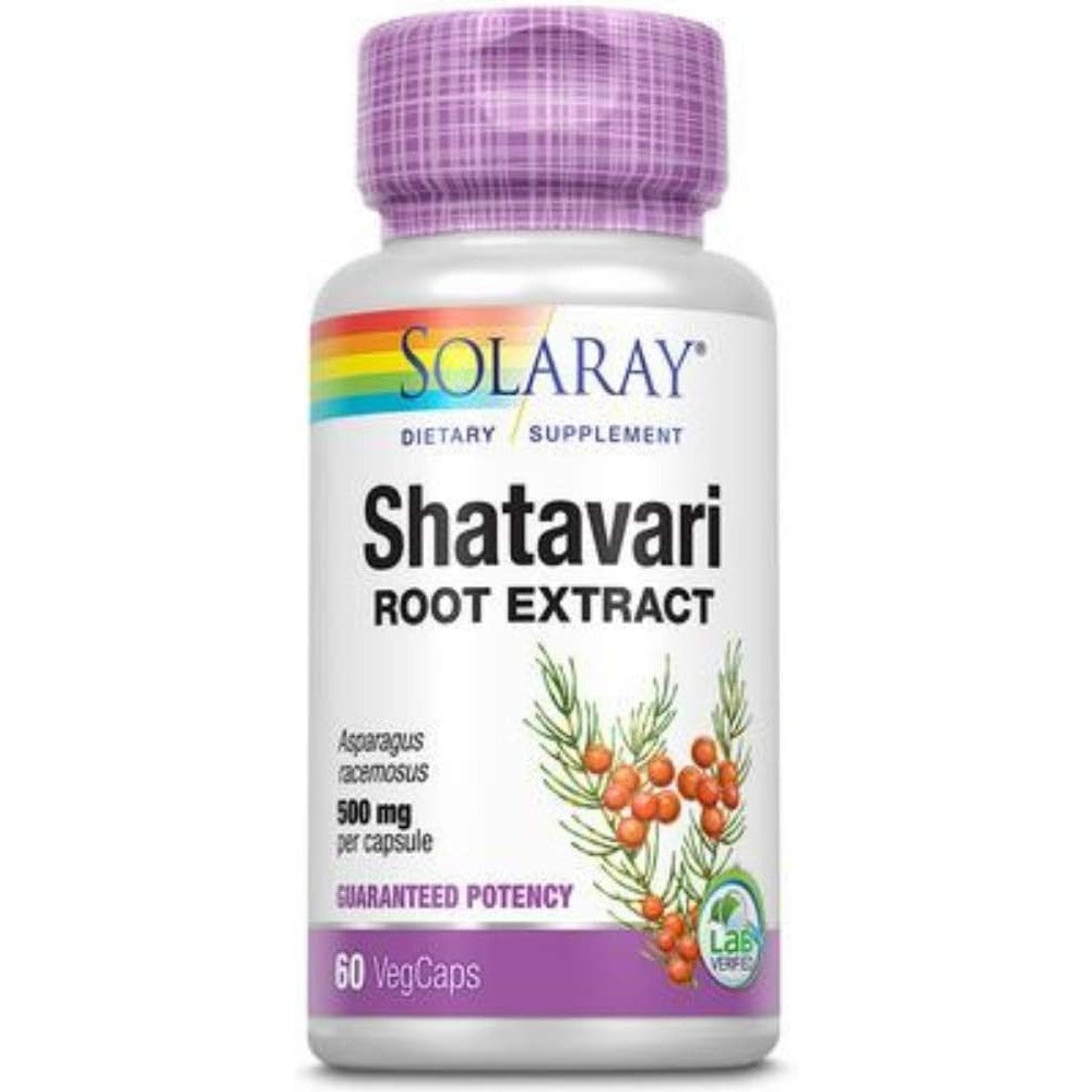Solaray Shatavari Root Extract 500mg bottle front view