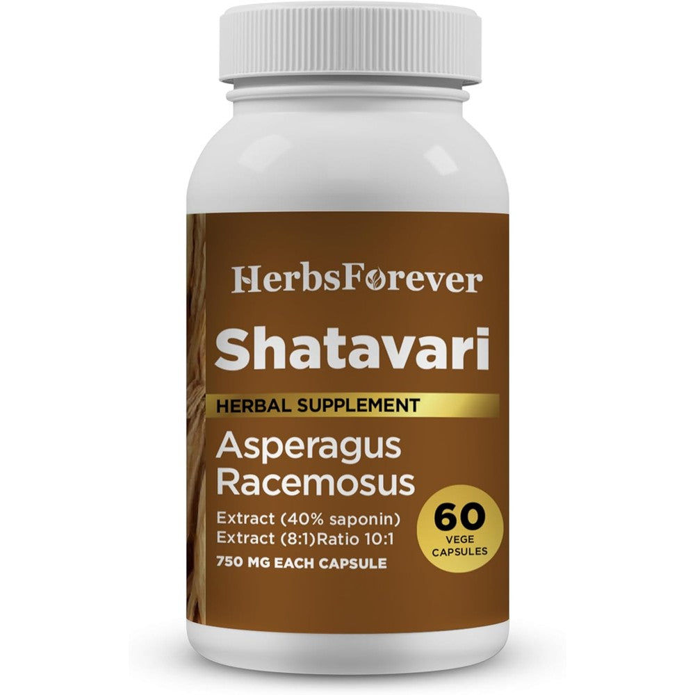 HerbsForever Shatavari Extra Strength 60 Capsules front view bottle