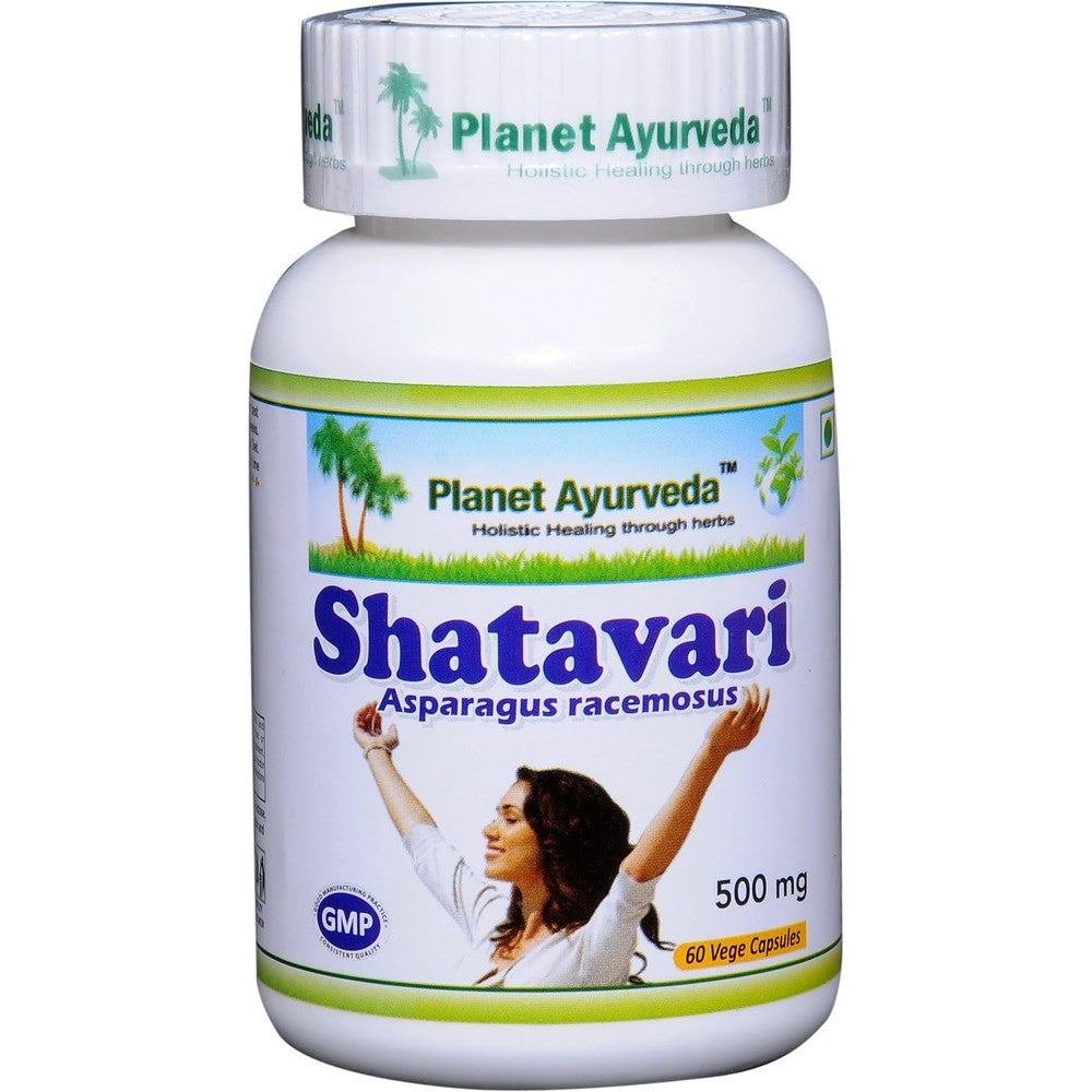 Planet Ayurveda Shatavari 500mg Capsules Pack of 2 Front View