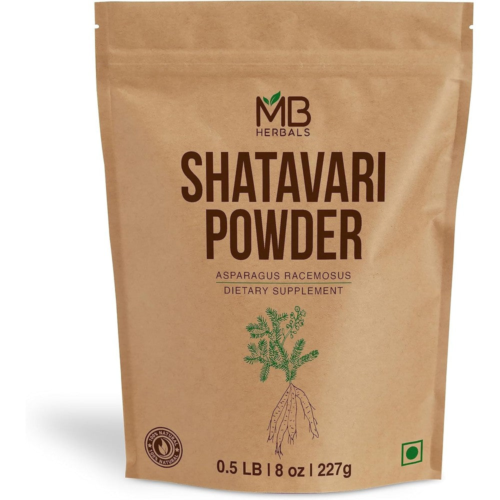 MB Herbals Pure Shatavari Powder 227 Grams front view ayurvedic supplement