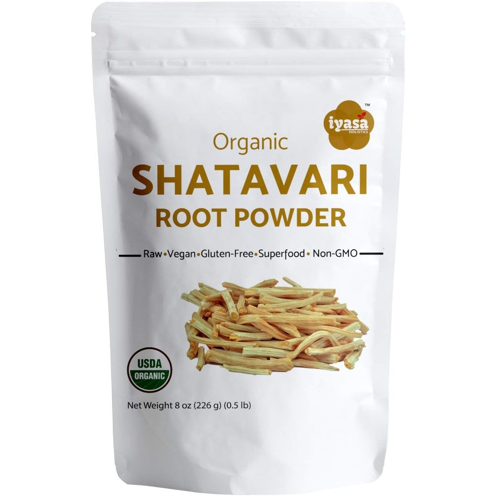 Iyasa Holistics Organic Shatavari Root Powder front view packaging