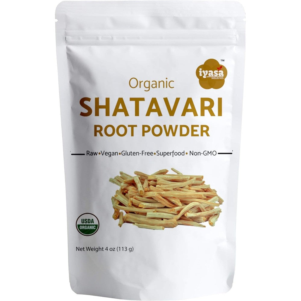 Bixa Botanical Iyasa Holistics Organic Shatavari Root Powder 4 Ounce front view