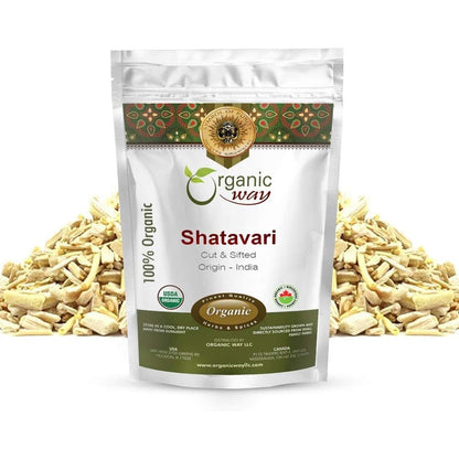 Organic Way Dried Shatavari Cut and Sifted front view