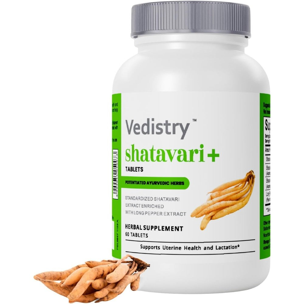 Vedistry Shatavari Plus Hormone Balance Tablets front view bottle for women wellness