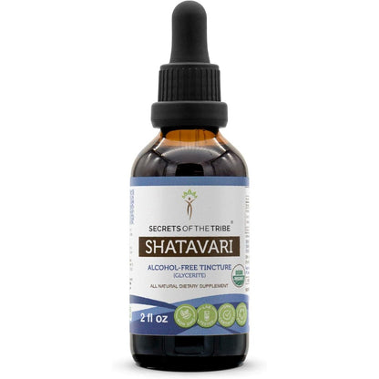 Secrets Of The Tribe Organic Shatavari Alcohol Free Extract bottle front view