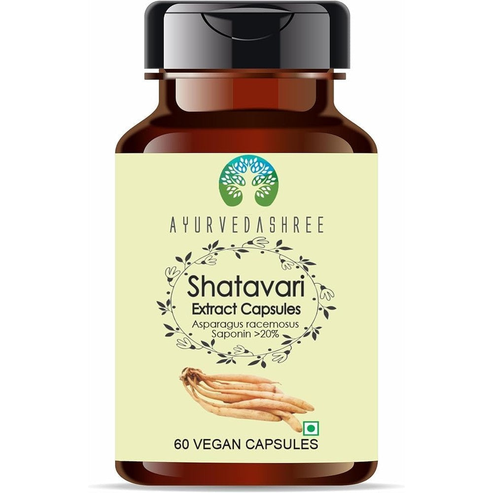 Ayurvedashree Shatavari Extract 500mg bottle front view premium herbal supplement for women