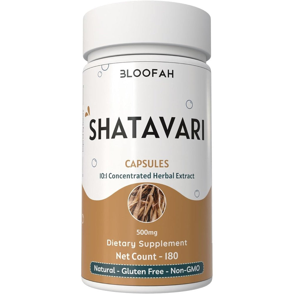 Bloofah Shatavari 180 Capsules front view premium imported botanical wellness supplement