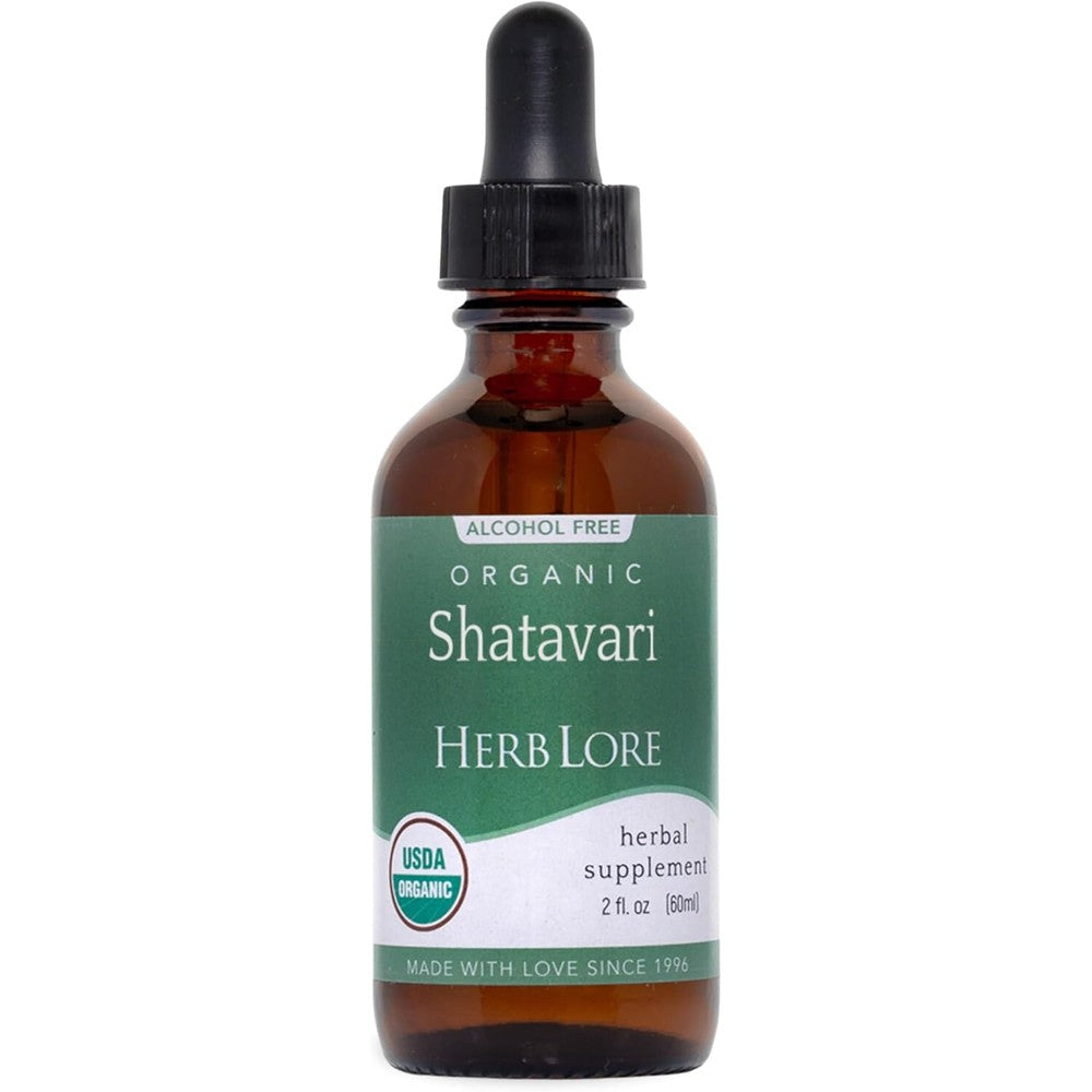 Herb Lore Organic Shatavari Root Extract Tincture front view bottle for lactation support