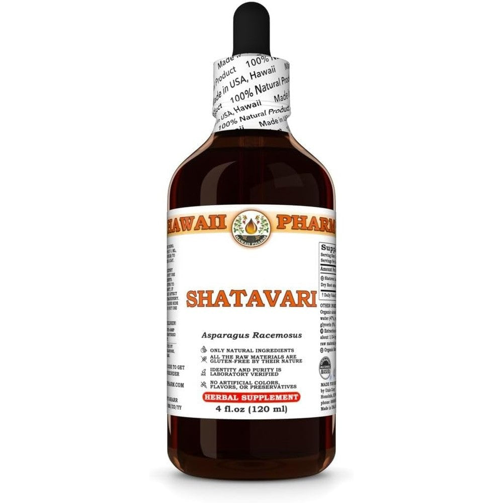 Hawaii Pharm Shatavari dry root tincture four fluid ounces front view premium imported liquid herbal supplement