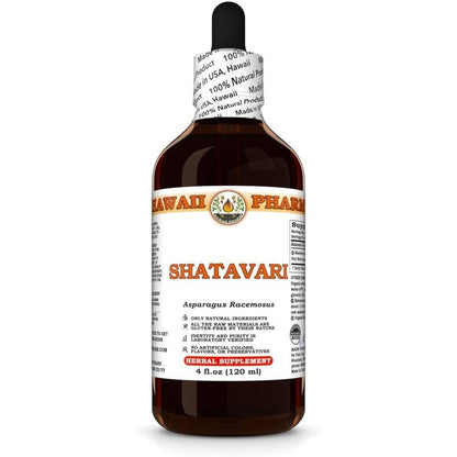Hawaii Pharm Shatavari dry root tincture four fluid ounces front view premium imported liquid herbal supplement