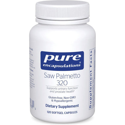 Pure Encapsulations Saw Palmetto 320 bottle front view for prostate health.