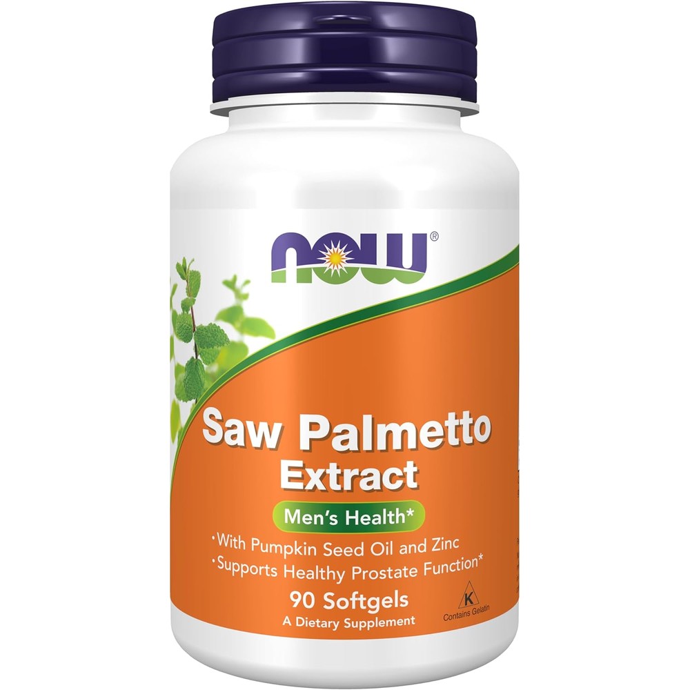 NOW Foods Saw Palmetto Extract 90 Softgels front view bottle for men's health