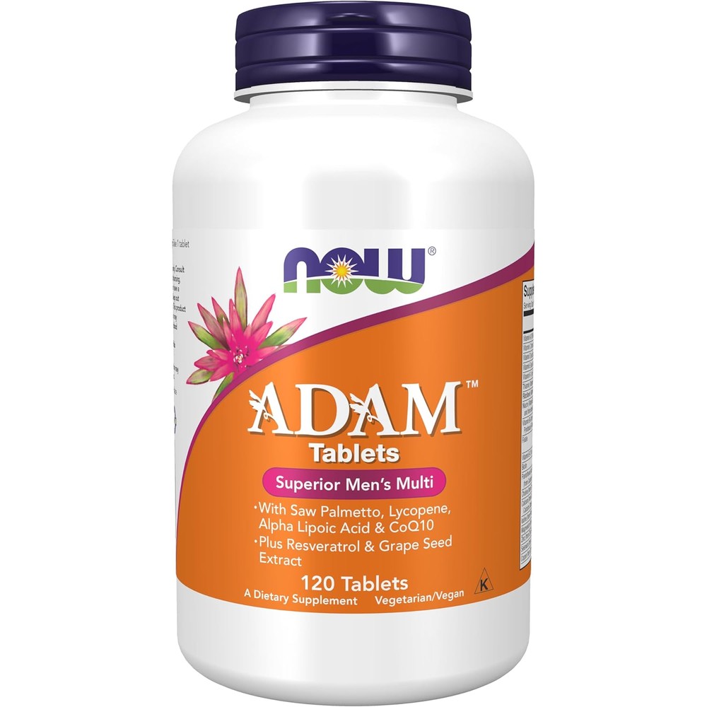 NOW Foods ADAM Mens Multivitamin 120 Tablets front bottle view
