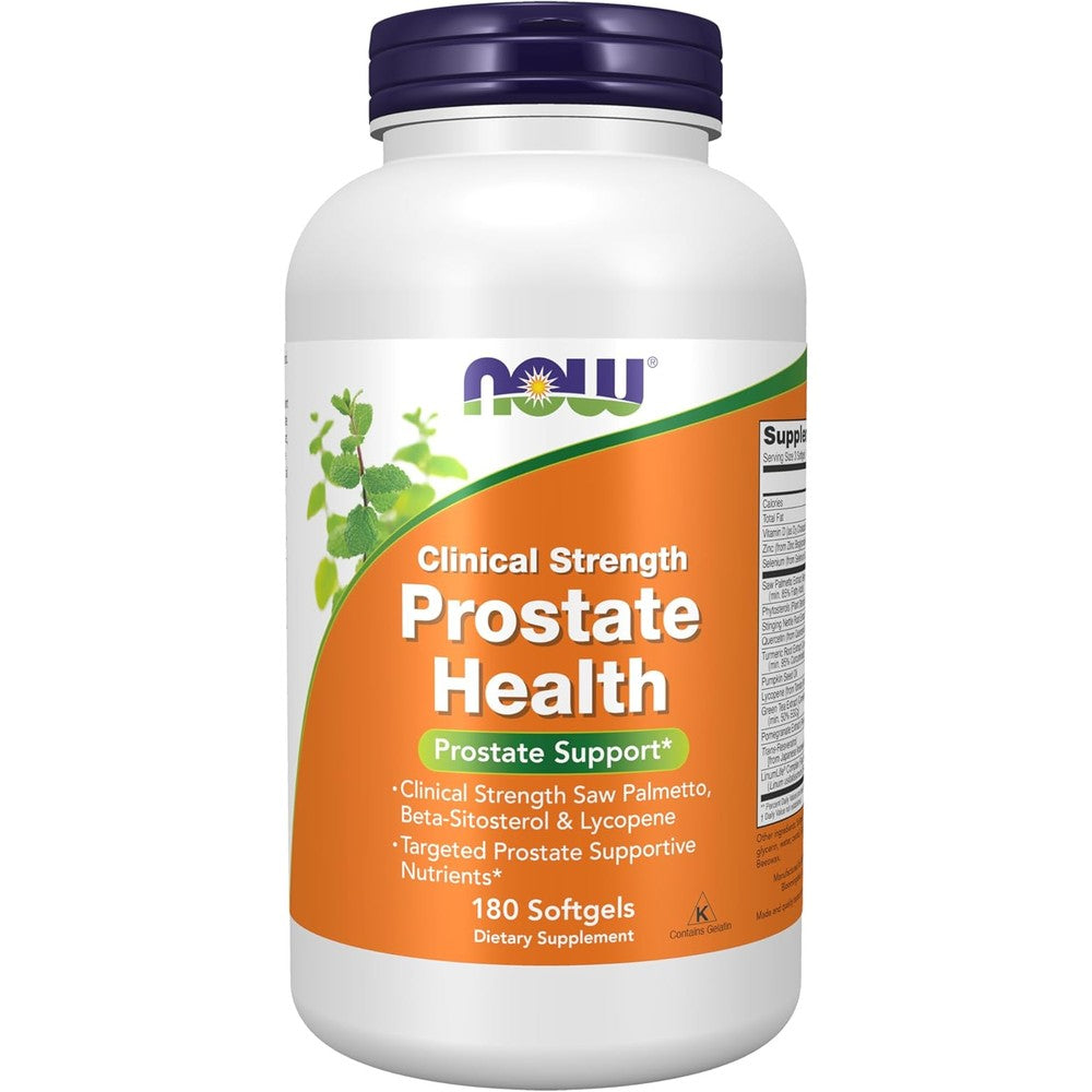 NOW Foods Clinical Strength Prostate Health 180 softgels front bottle view.