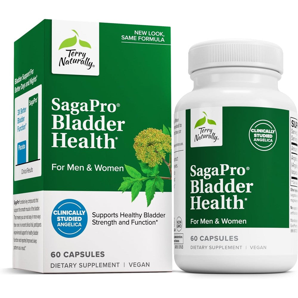 Terry Naturally SagePro Bladder Support 60 vegan capsules front bottle view for urinary tract health.
