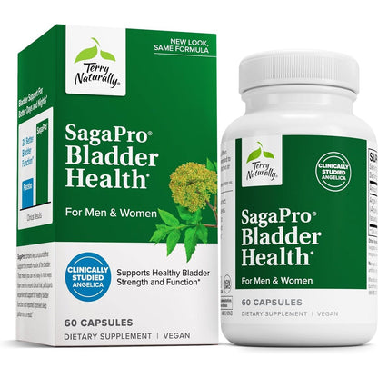 Terry Naturally SagePro Bladder Support 60 vegan capsules front bottle view for urinary tract health.