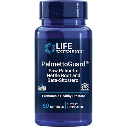 Life Extension PalmettoGuard Saw Palmetto and Nettle Root 60 softgels front bottle view