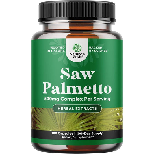 Natures Craft Extra Strength Saw Palmetto 100 capsules front bottle view for hair health