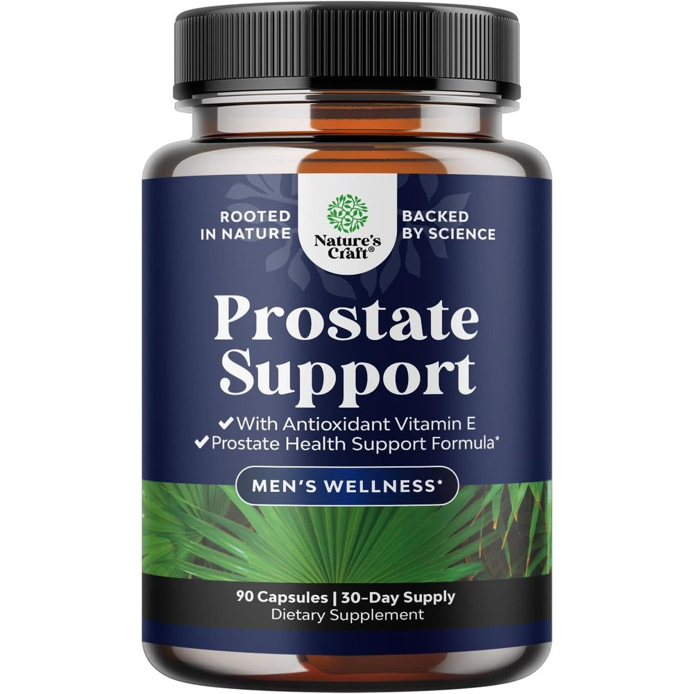 Natures Craft Herbal Prostate Supplement front view bottle of ninety capsules for men wellness