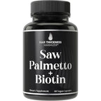 Hair Thickness Maximizer Saw Palmetto and Biotin 60 vegan capsules front view bottle showing natural hair growth formula