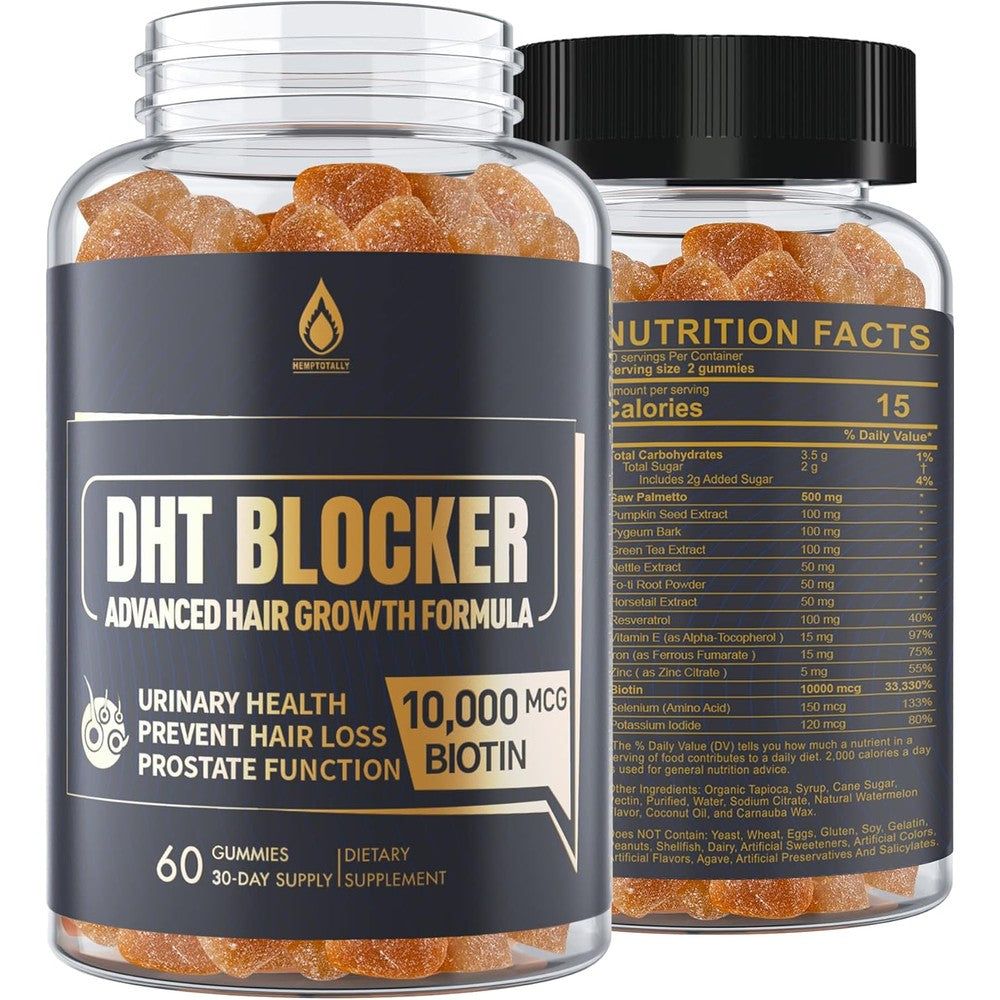 EnvyDeal DHT Blocker Hair Growth Gummies 60 count front view bottle for hair loss control