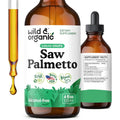 Wild and Organic Saw Palmetto Liquid Drops front view for prostate and hair support