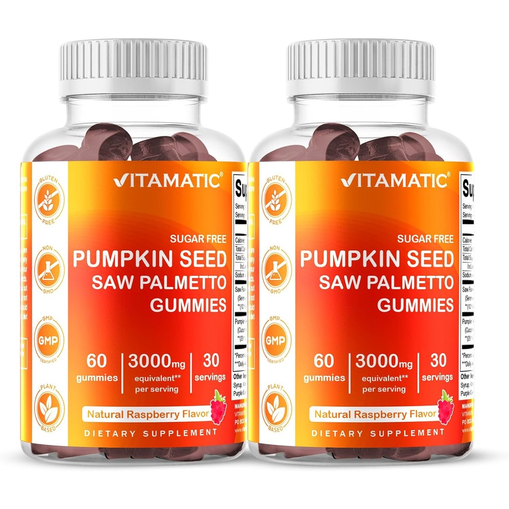 Vitamatic sugar free pumpkin seed gummies for prostate health and urinary support
