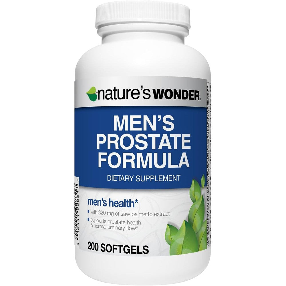 Nature's Wonder Men's Prostate Formula front view bottle for urinary flow support