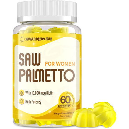 Jovariquethor Saw Palmetto 500mg Women Gummies front view showing bottle packaging