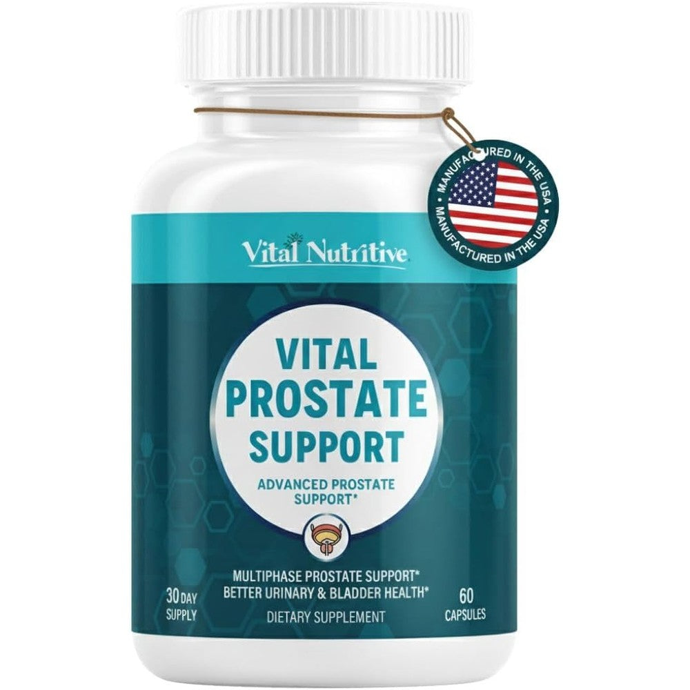 Vital Nutritive Prostate Support 60 capsules front bottle view for men's health