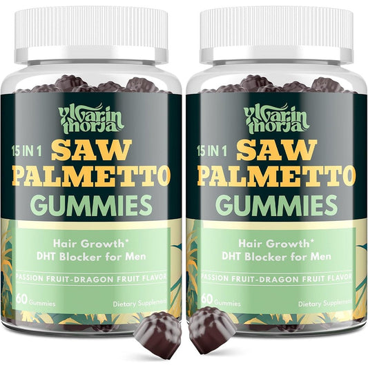 EnvyDeal YLVARIN THORIA Saw Palmetto and Biotin DHT blocker gummies front view showing bottle label details.
