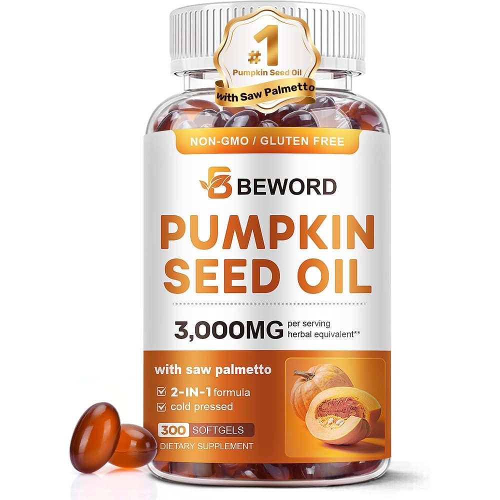 BEWORD Pumpkin Seed Oil and Saw Palmetto bottle front view for premium hair support