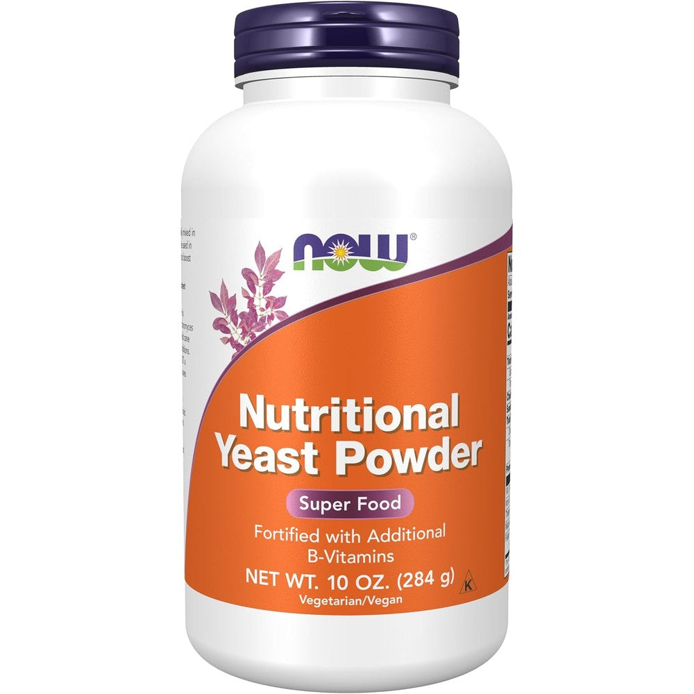 NOW Foods Nutritional Yeast Powder front view genuine dietary supplement bottle