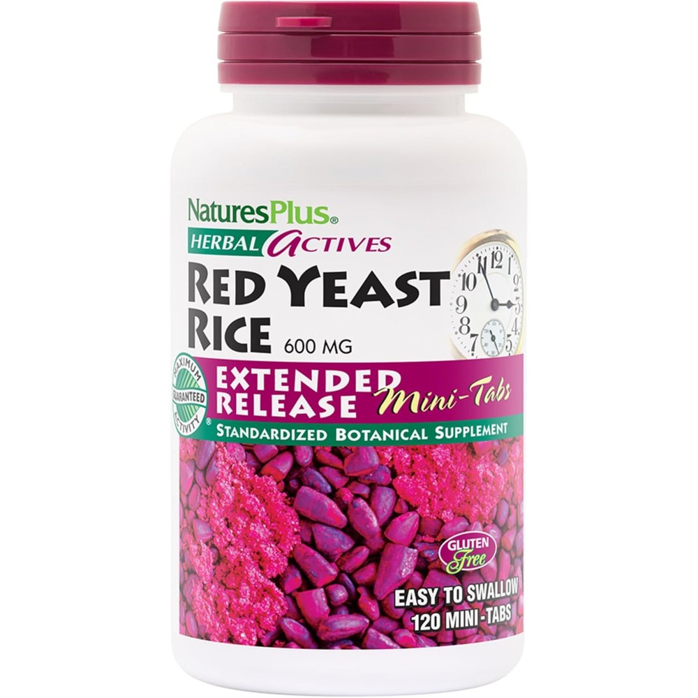 NaturesPlus Herbal Actives Red Yeast Rice bottle front view for heart health support