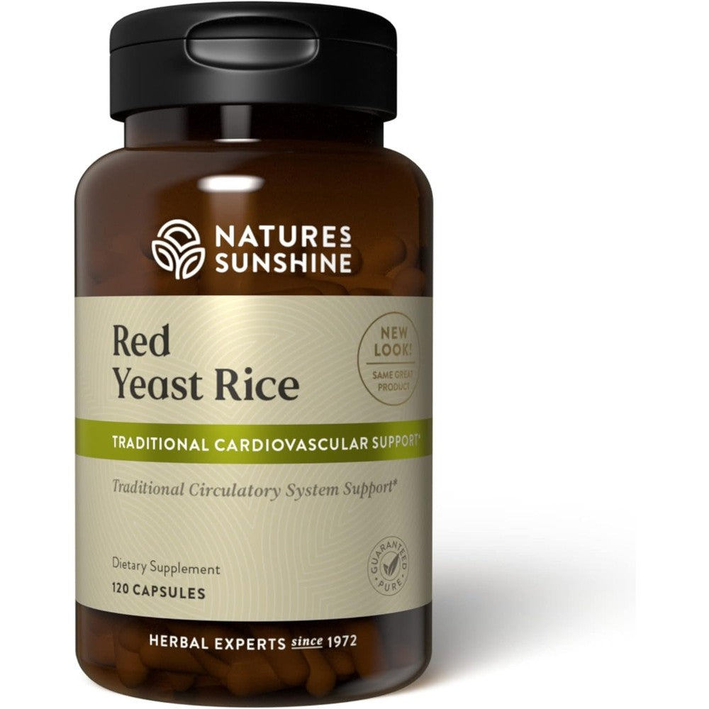 Nature's Sunshine Red Yeast Rice 120 Capsules front view bottle for cardiovascular support