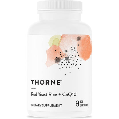 Thorne Red Yeast Rice and CoQ10 supplement bottle front view for cardiovascular health support