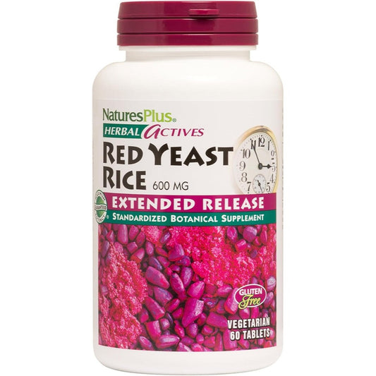 NaturesPlus Herbal Actives Red Yeast Rice 60 Tablets front bottle view for heart health support