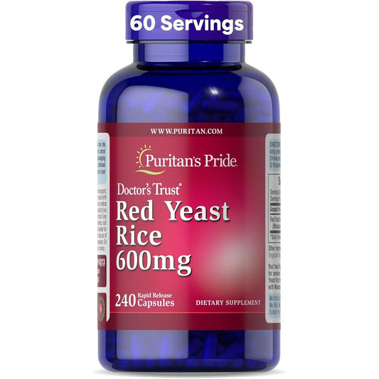Puritan's Pride Red Yeast Rice 600mg 240 Capsules front view bottle