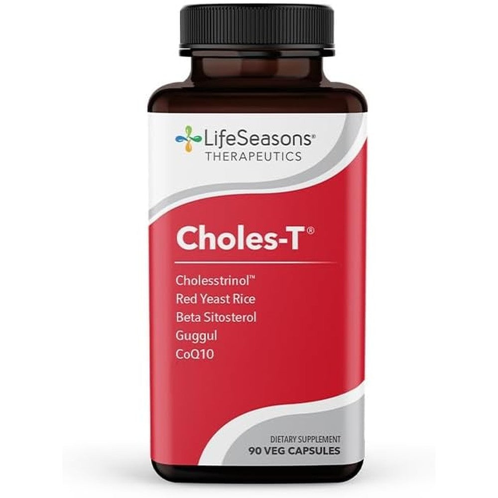 LifeSeasons Choles-T Cholesterol Support 90 capsules front view bottle showing natural heart health ingredients