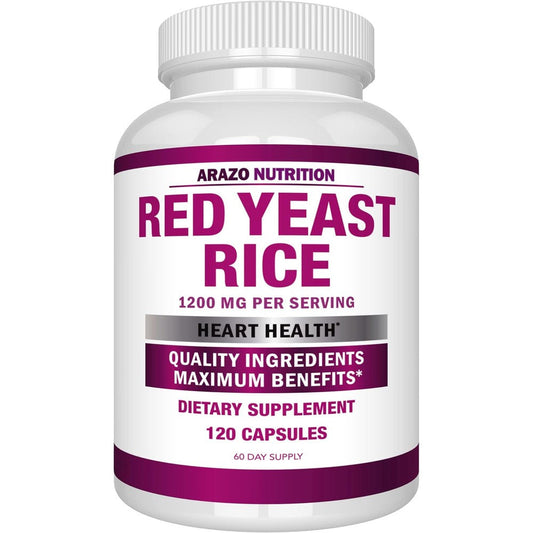 Arazo Nutrition Red Yeast Rice Extract front view bottle for heart health support