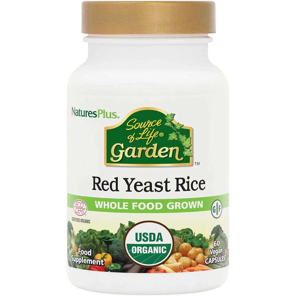 NaturesPlus Source of Life Garden Red Yeast Rice 600 milligrams bottle front view authentic organic heart supplement