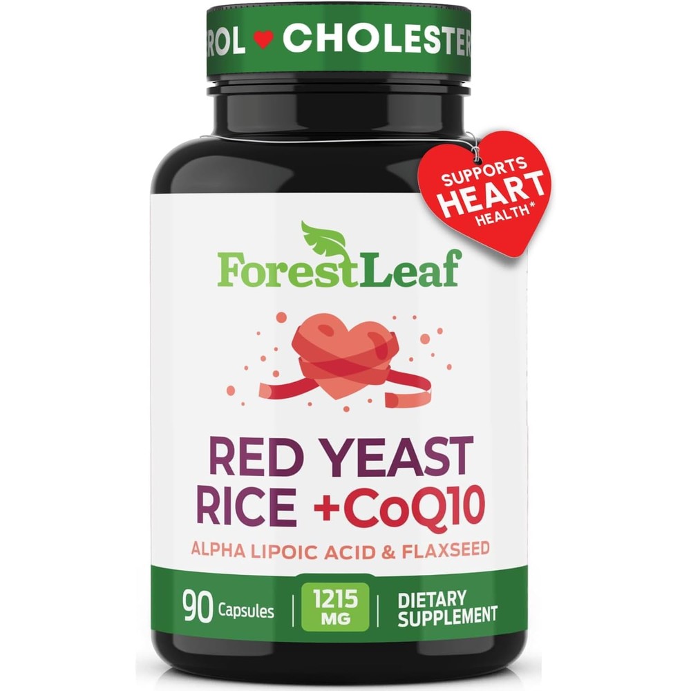 ForestLeaf Red Yeast Rice 1215 mg front bottle view authentic USA imported heart supplement