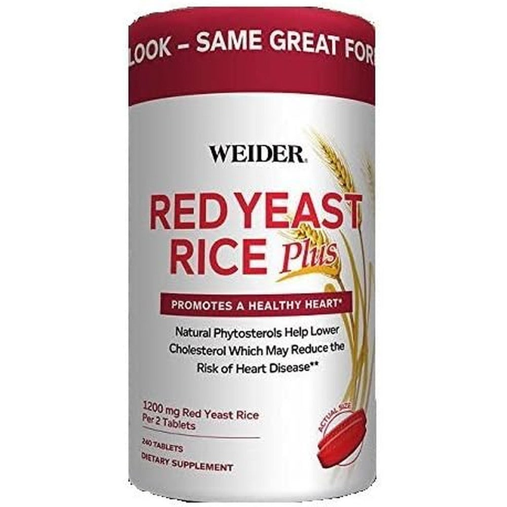 Weider Red Yeast Rice Plus front view bottle for cholesterol support