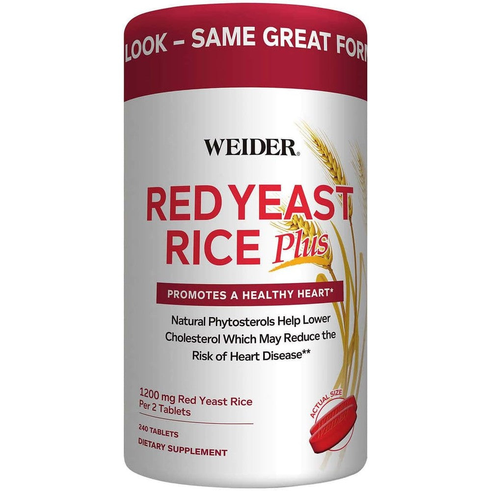 Weider Red Yeast Rice Plus 1200 mg two pack front view for cardiovascular support