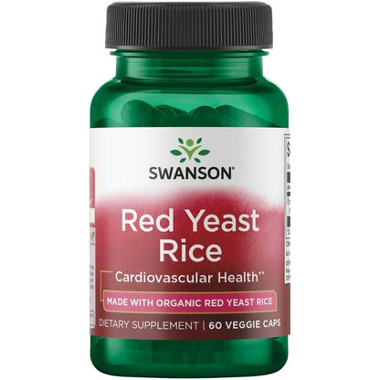 Swanson Organic Traditional Red Yeast Rice 600 Milligrams bottle front view for heart health support