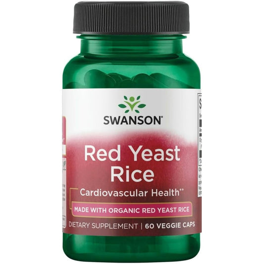 Swanson Organic Traditional Red Yeast Rice 600 Milligrams bottle front view for heart health support