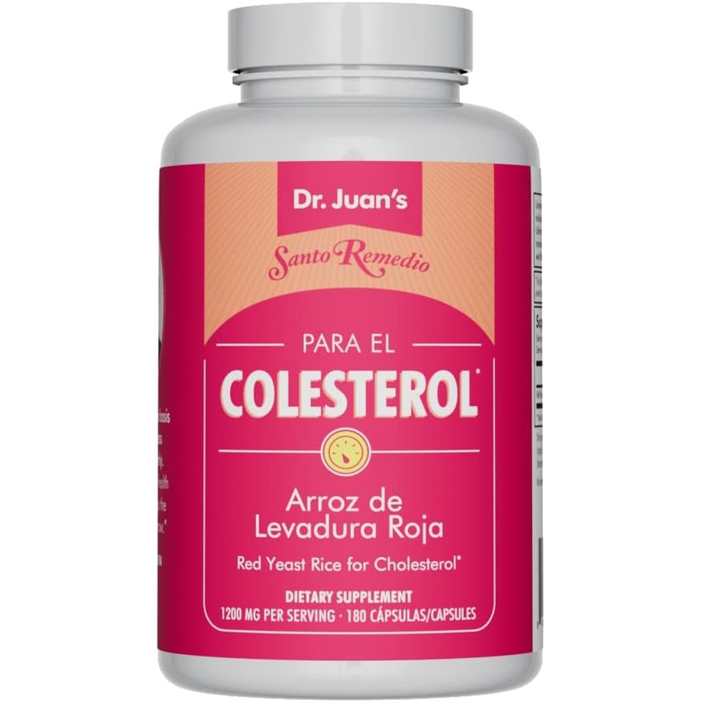 Santo Remedio Red Yeast Rice 1200 mg 180 Capsules front view bottle for cholesterol support